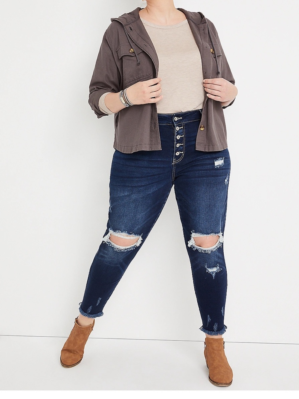 KanCan Plus High Rise Frayed Hem Jeans
